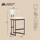 Manhattan Comfort Juno Contemporary Modern Vegan Leather Metal Counter Stool in Ivory