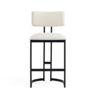 Manhattan Comfort Juno Contemporary Modern Vegan Leather Metal Counter Stool in Ivory