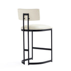 Manhattan Comfort Juno Contemporary Modern Vegan Leather Metal Counter Stool in Ivory