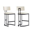 Manhattan Comfort Juno Contemporary Modern Vegan Leather Metal Counter Stool in Ivory