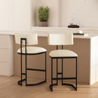 Manhattan Comfort Juno Contemporary Modern Vegan Leather Metal Counter Stool in Ivory