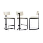 Manhattan Comfort Juno Contemporary Modern Vegan Leather Metal Counter Stool in Ivory