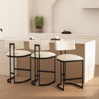 Manhattan Comfort Juno Contemporary Modern Vegan Leather Metal Counter Stool in Ivory