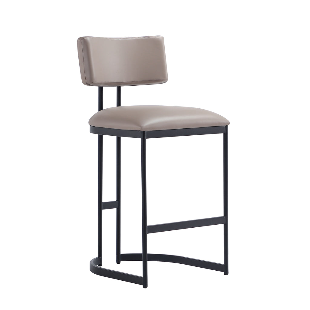 Manhattan Comfort Juno Contemporary Modern Vegan Leather Metal Counter Stool in Taupe