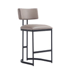 Manhattan Comfort Juno Contemporary Modern Vegan Leather Metal Counter Stool in Taupe