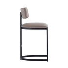 Manhattan Comfort Juno Contemporary Modern Vegan Leather Metal Counter Stool in Taupe