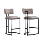 Manhattan Comfort Juno Contemporary Modern Vegan Leather Metal Counter Stool in Taupe
