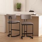 Manhattan Comfort Juno Contemporary Modern Vegan Leather Metal Counter Stool in Taupe