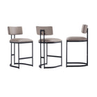 Manhattan Comfort Juno Contemporary Modern Vegan Leather Metal Counter Stool in Taupe