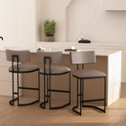 Manhattan Comfort Juno Contemporary Modern Vegan Leather Metal Counter Stool in Taupe