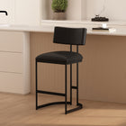 Manhattan Comfort Juno Contemporary Modern Vegan Leather Metal Counter Stool in Black