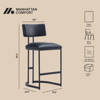 Manhattan Comfort Juno Contemporary Modern Vegan Leather Metal Counter Stool in Black