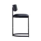 Manhattan Comfort Juno Contemporary Modern Vegan Leather Metal Counter Stool in Black