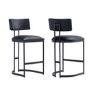 Manhattan Comfort Juno Contemporary Modern Vegan Leather Metal Counter Stool in Black