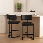 Manhattan Comfort Juno Contemporary Modern Vegan Leather Metal Counter Stool in Black