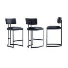 Manhattan Comfort Juno Contemporary Modern Vegan Leather Metal Counter Stool in Black