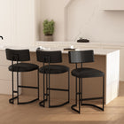 Manhattan Comfort Juno Contemporary Modern Vegan Leather Metal Counter Stool in Black