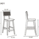 Manhattan Comfort Versailles Industry Chic Cane Back Wood Counter Stool in Black and Natural