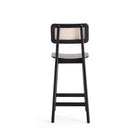 Manhattan Comfort Versailles Industry Chic Cane Back Wood Counter Stool in Black and Natural