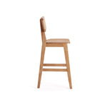Manhattan Comfort Versailles Industry Chic Cane Back Wood Counter Stool in Natural