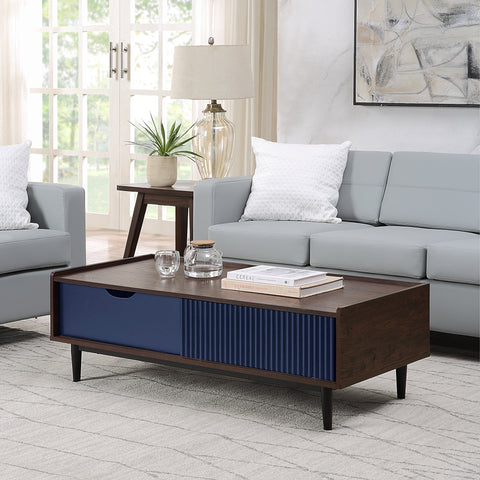 Manhattan Comfort Duane Mid-Century Modern 47" Coffee Table in Navy Blue