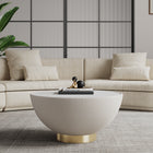 Manhattan Comfort Anderson Modern Sintered Stone Top Upholstered Coffee Table in Cream