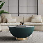Manhattan Comfort Anderson Modern Sintered Stone Top Upholstered Coffee Table in Green