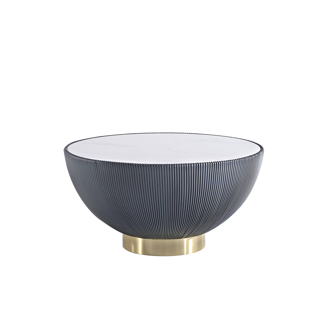Manhattan Comfort Anderson Modern Sintered Stone Top Upholstered Coffee Table in Gray