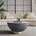 Manhattan Comfort Anderson Modern Sintered Stone Top Upholstered Coffee Table in Gray