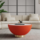 Manhattan Comfort Anderson Modern Sintered Stone Top Upholstered Coffee Table in Orange