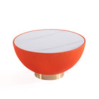 Manhattan Comfort Anderson Modern Sintered Stone Top Upholstered Coffee Table in Orange