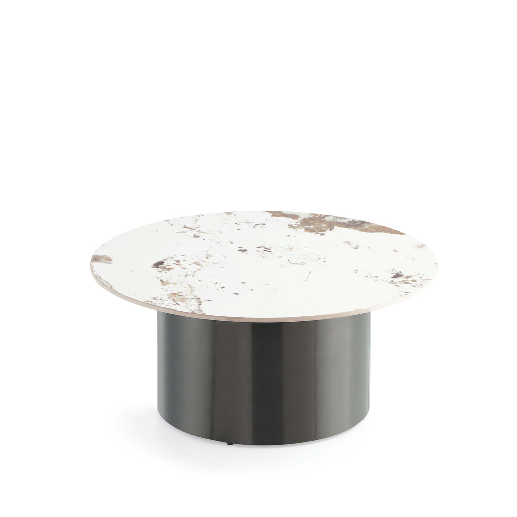 Manhattan Comfort Alondra Modern Glam Sintered Stone Top Coffee Table in Black