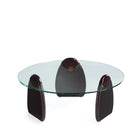 Manhattan Comfort Artesia Modern Glam Glass Top Wood Coffee Table in Walnut