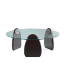 Manhattan Comfort Artesia Modern Glam Glass Top Wood Coffee Table in Walnut