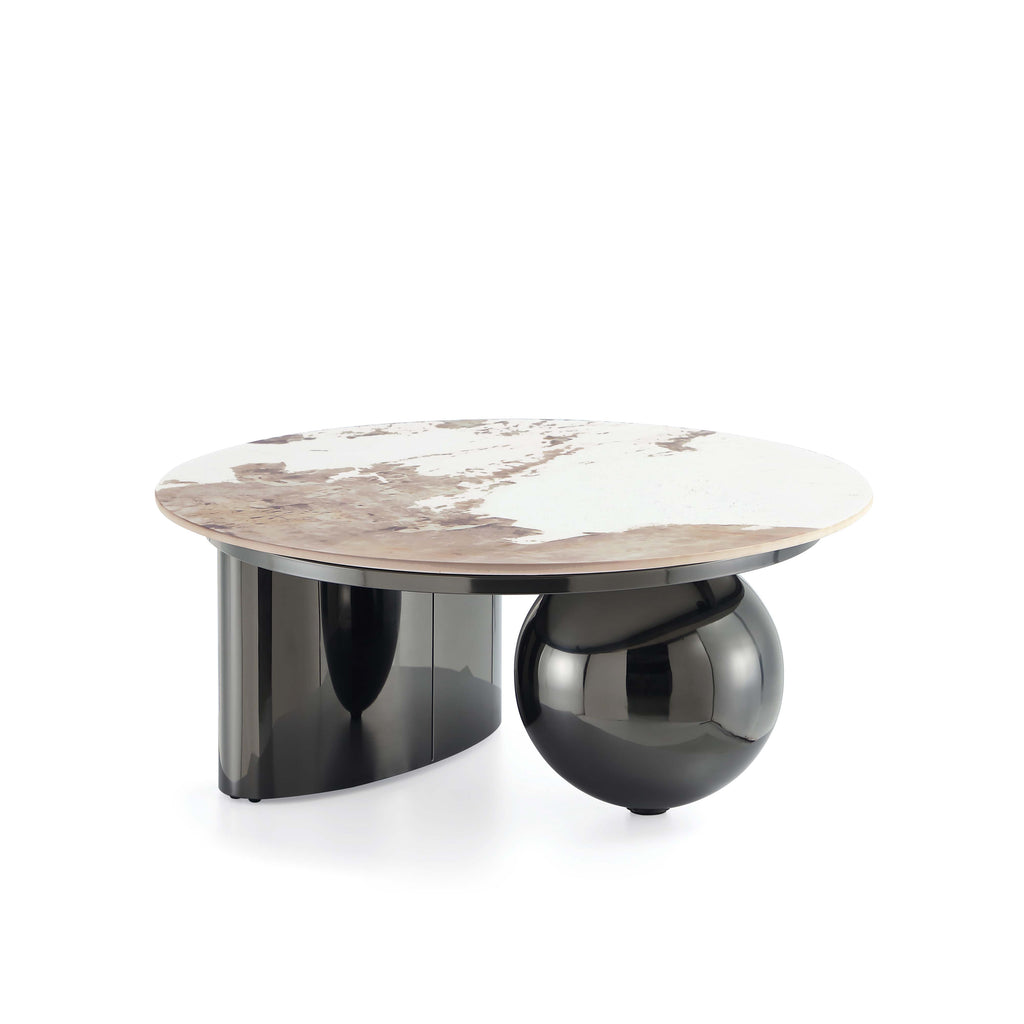 Manhattan Comfort Laurel Modern Glam Sintered Stone Top Coffee Table in Black