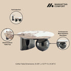Manhattan Comfort Laurel Modern Glam Sintered Stone Top Coffee Table in Black