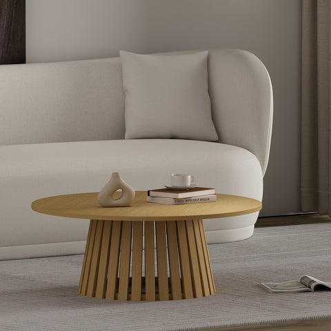 Manhattan Comfort Layla Scandinavian Modern Coffee Table in Light Oak