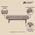 Manhattan Comfort Ella Modern 47" Coffee Table in Mocha