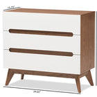 Baxton Studio Calypso Mid-Century Modern White and Walnut Wood 3-Drawer Storage Chest