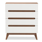 Baxton Studio Calypso Mid-Century Modern White and Walnut Wood 4-Drawer Storage Chest