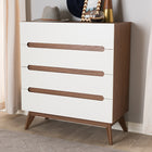 Baxton Studio Calypso Mid-Century Modern White and Walnut Wood 4-Drawer Storage Chest