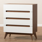 Baxton Studio Calypso Mid-Century Modern White and Walnut Wood 4-Drawer Storage Chest