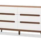 Baxton Studio Calypso Mid-Century Modern White and Walnut Wood 6-Drawer Storage Dresser
