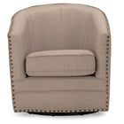 Baxton Studio Porter Modern and Contemporary Classic Retro Beige Fabric Upholstered Swivel Tub Chair