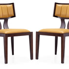 Manhattan Comfort Pulitzer Traditional Vegan Leather Wood Dining Chair in Camel - Set of 2