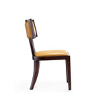Manhattan Comfort Pulitzer Traditional Vegan Leather Wood Dining Chair in Camel - Set of 2