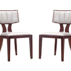 Manhattan Comfort Pulitzer Traditional Vegan Leather Wood Dining Chair in Silver - Set of 2