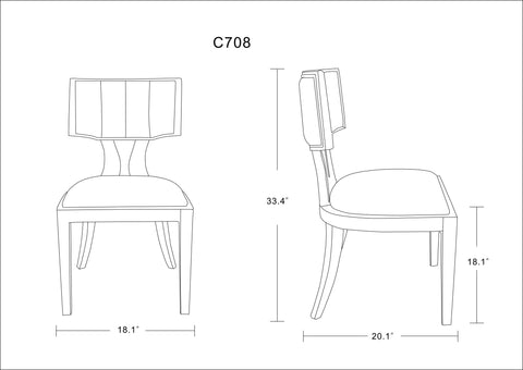 Manhattan Comfort Pulitzer Traditional Vegan Leather Wood Dining Chair in Silver - Set of 2