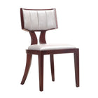 Manhattan Comfort Pulitzer Traditional Vegan Leather Wood Dining Chair in Silver - Set of 2