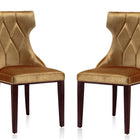 Manhattan Comfort Reine Traditional Wood Upholstered Dining Chair in Antique Gold - Set of 2